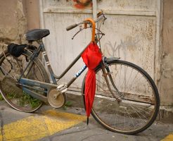 自転車で傘